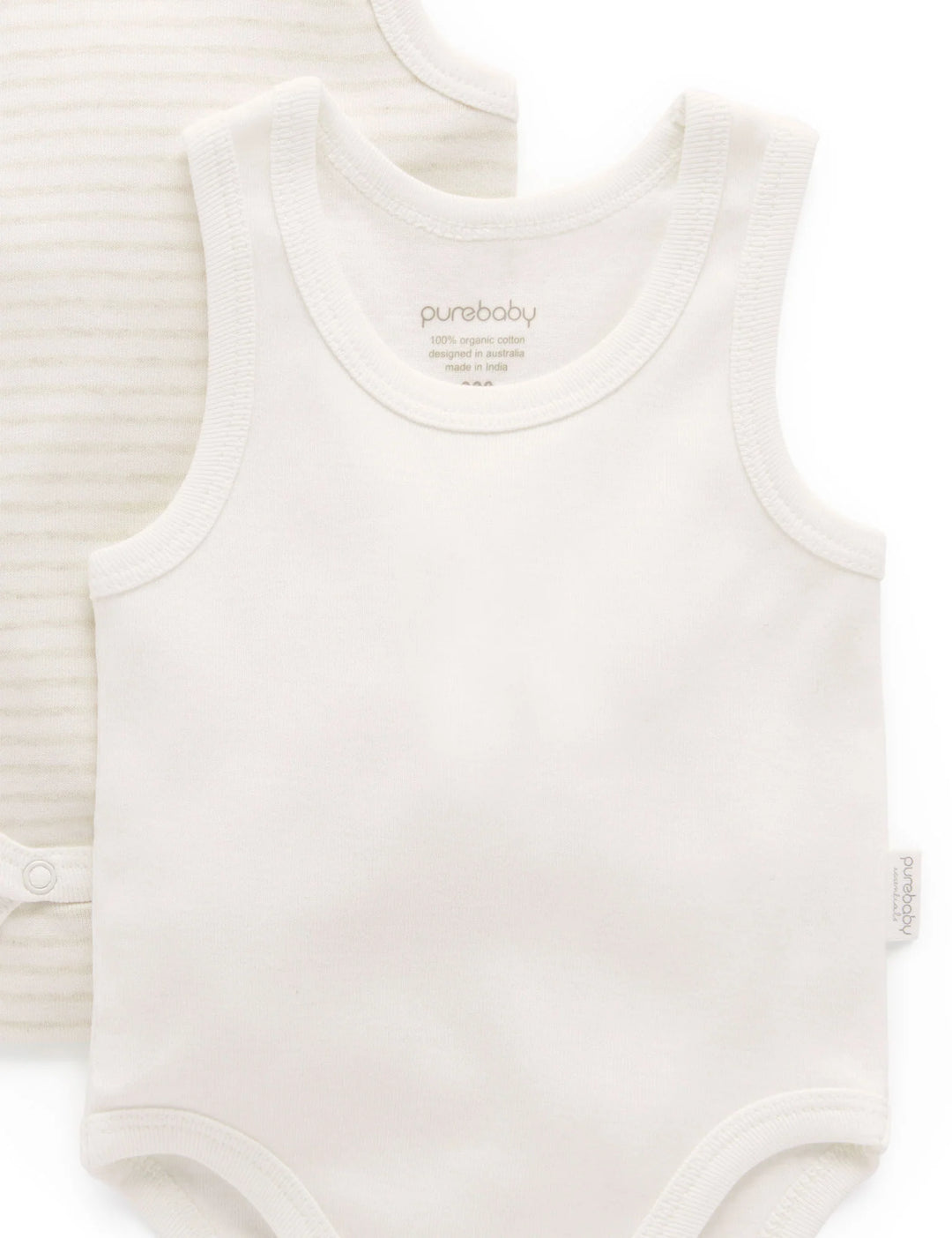Purebaby Organic Singlet Bodysuit 2 Pack - Wheat
