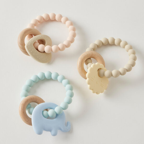 Jiggle & Giggle Silicone & Wood Teether - Assorted