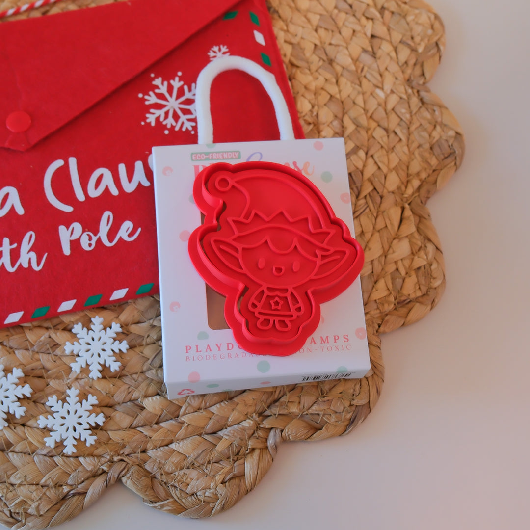 Play Sense Eco Christmas Playdough Stamp | Cute Elf