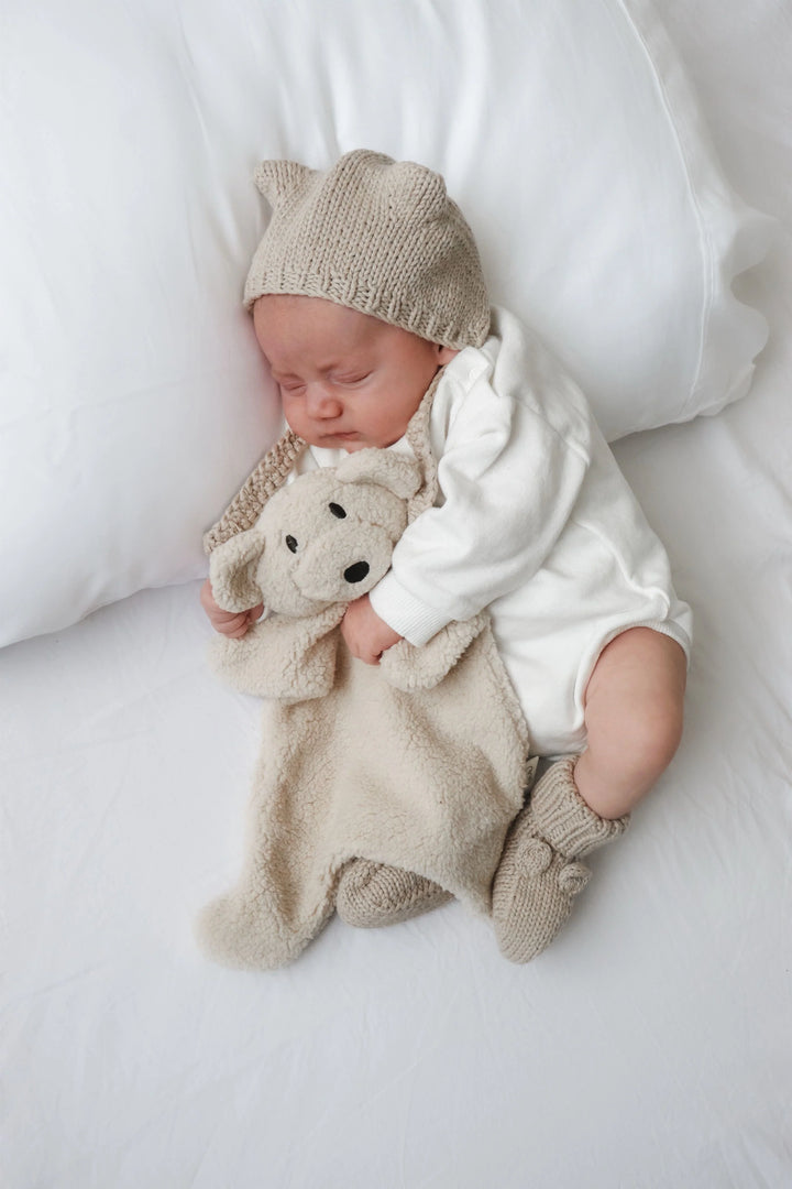 Pop Ya Tot Beary Knit Bonnet - Biscuit