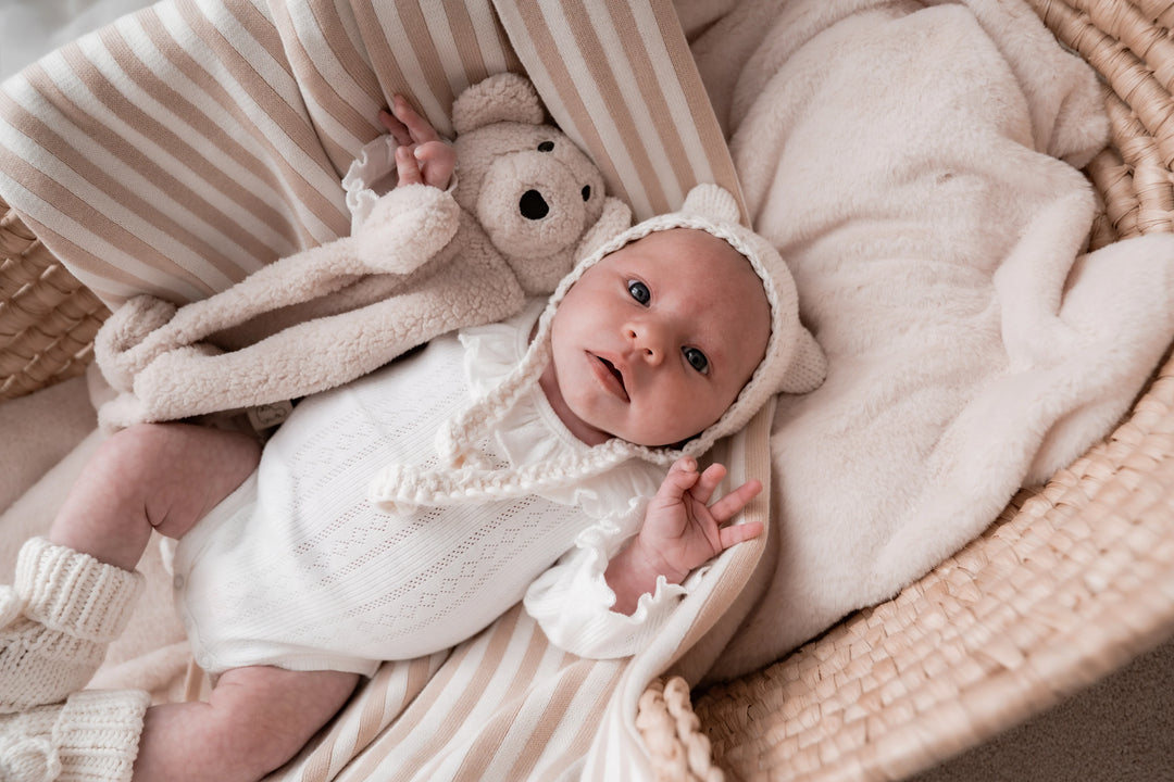Pop Ya Tot Beary Knit Bonnet - Ivory