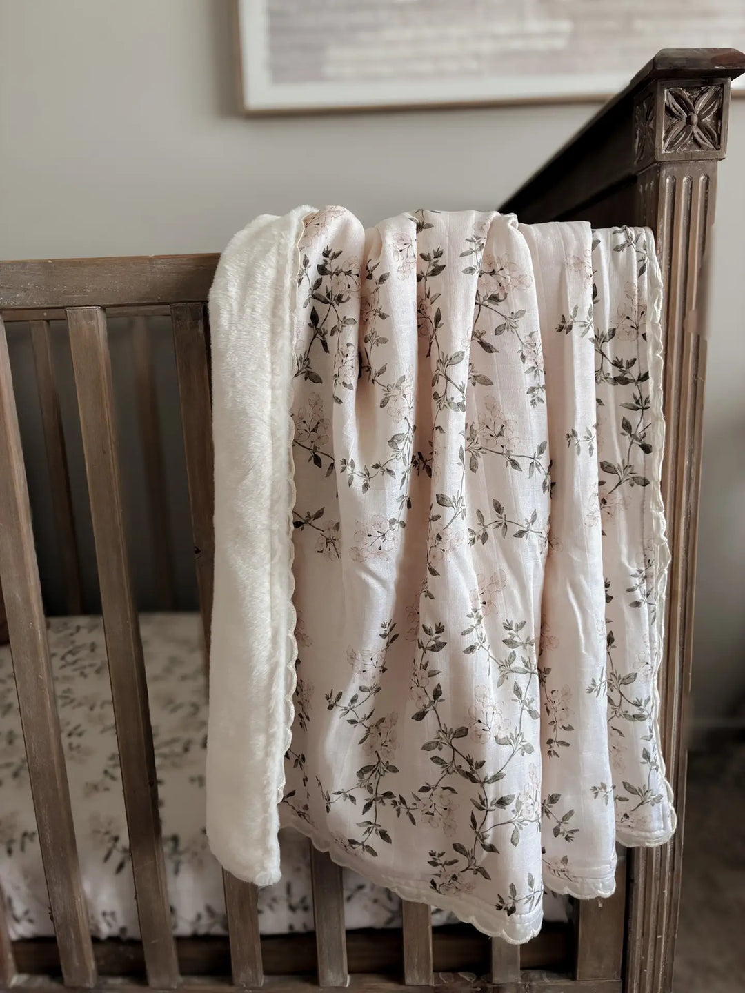 Pop Ya Tot Organic Fleur Blanche Fur Lined Blanket