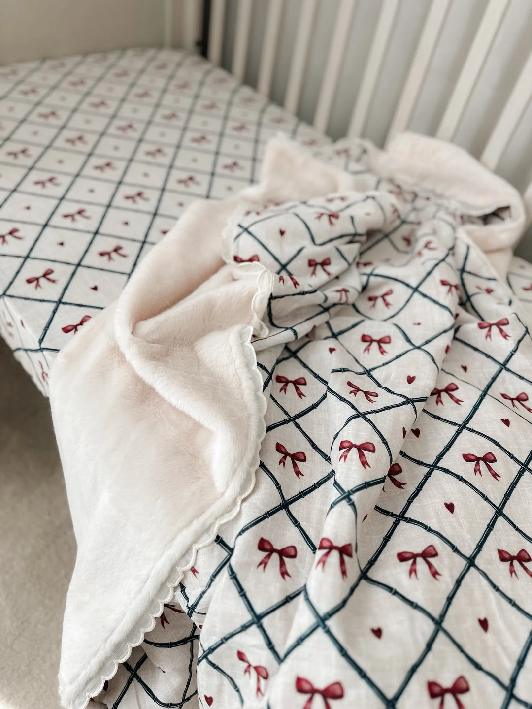 Pop Ya Tot Organic Bow Peep Fur Lined Blanket