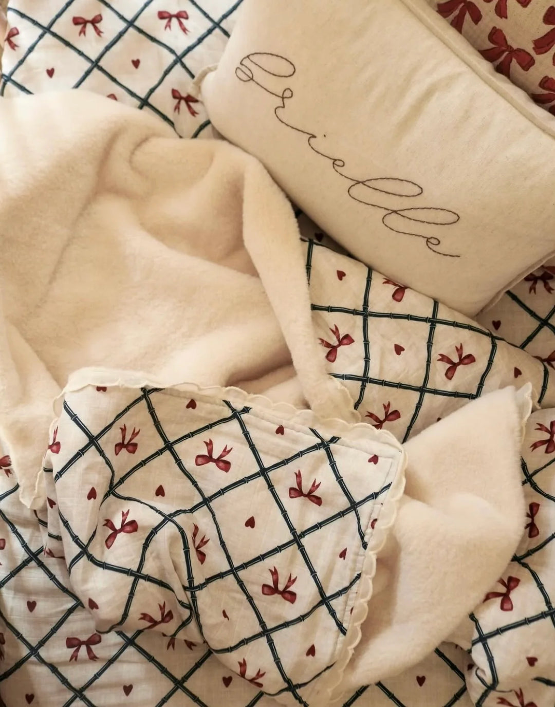 Pop Ya Tot Organic Bow Peep Fur Lined Blanket