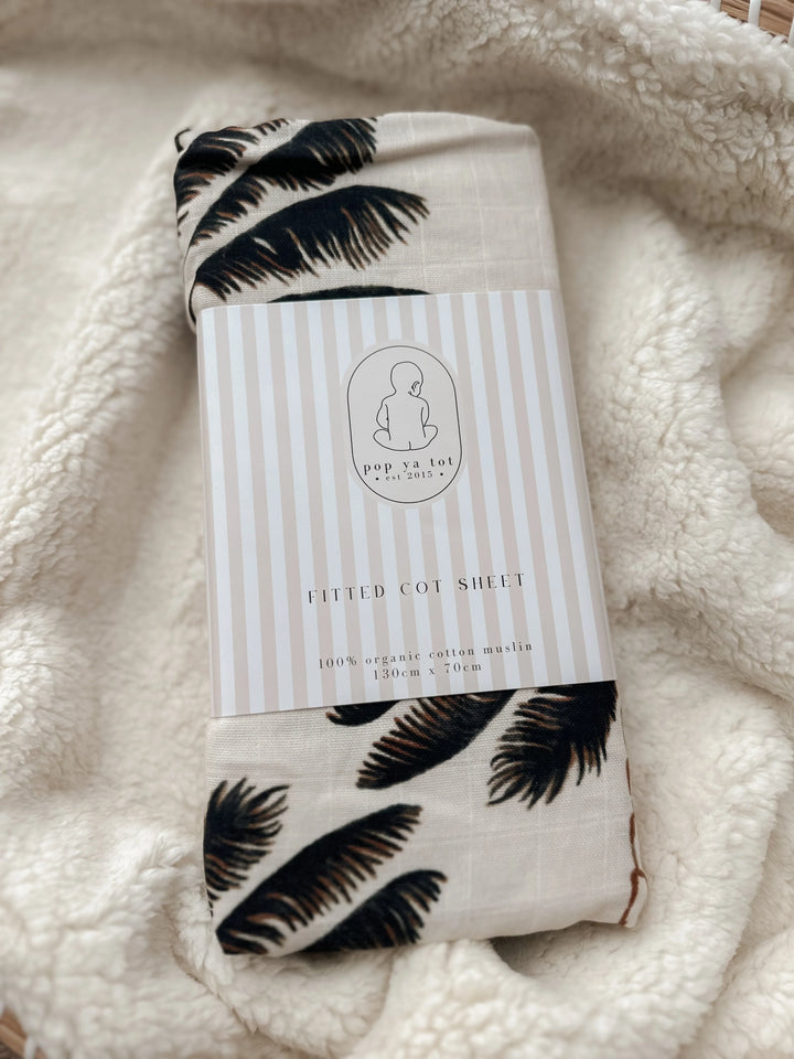 Pop Ya Tot Organic Muslin Cot Sheet - Daintree