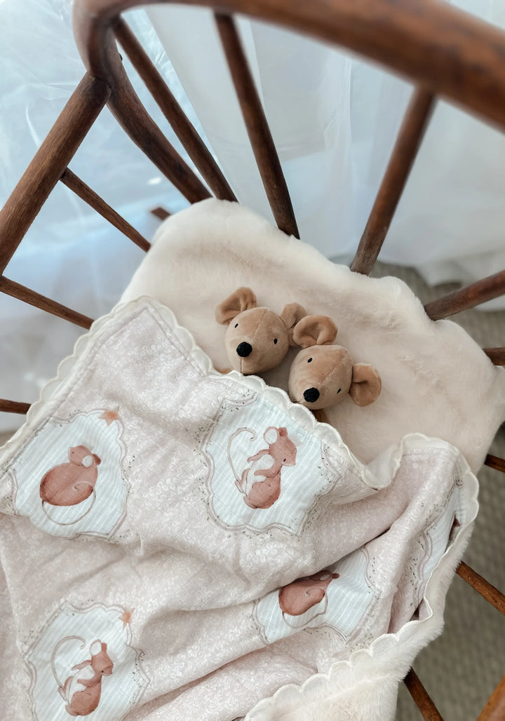 Pop Ya Tot Organic Sweet Squeak Fur Lined Blanket