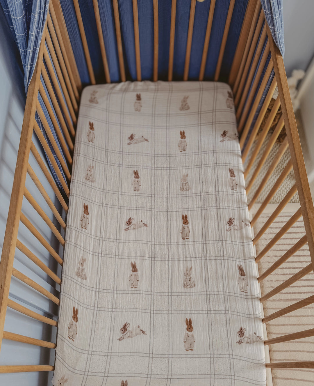Pop Ya Tot Organic Muslin Cot Sheet - Little Cottontail