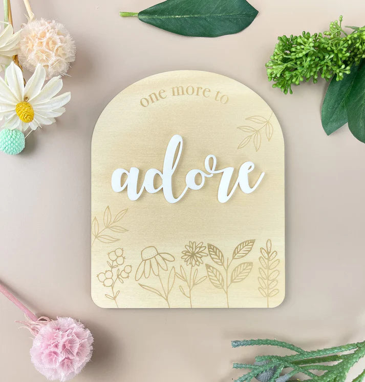 One More To Adore Announcement Plaque - Wildflower Acrylic