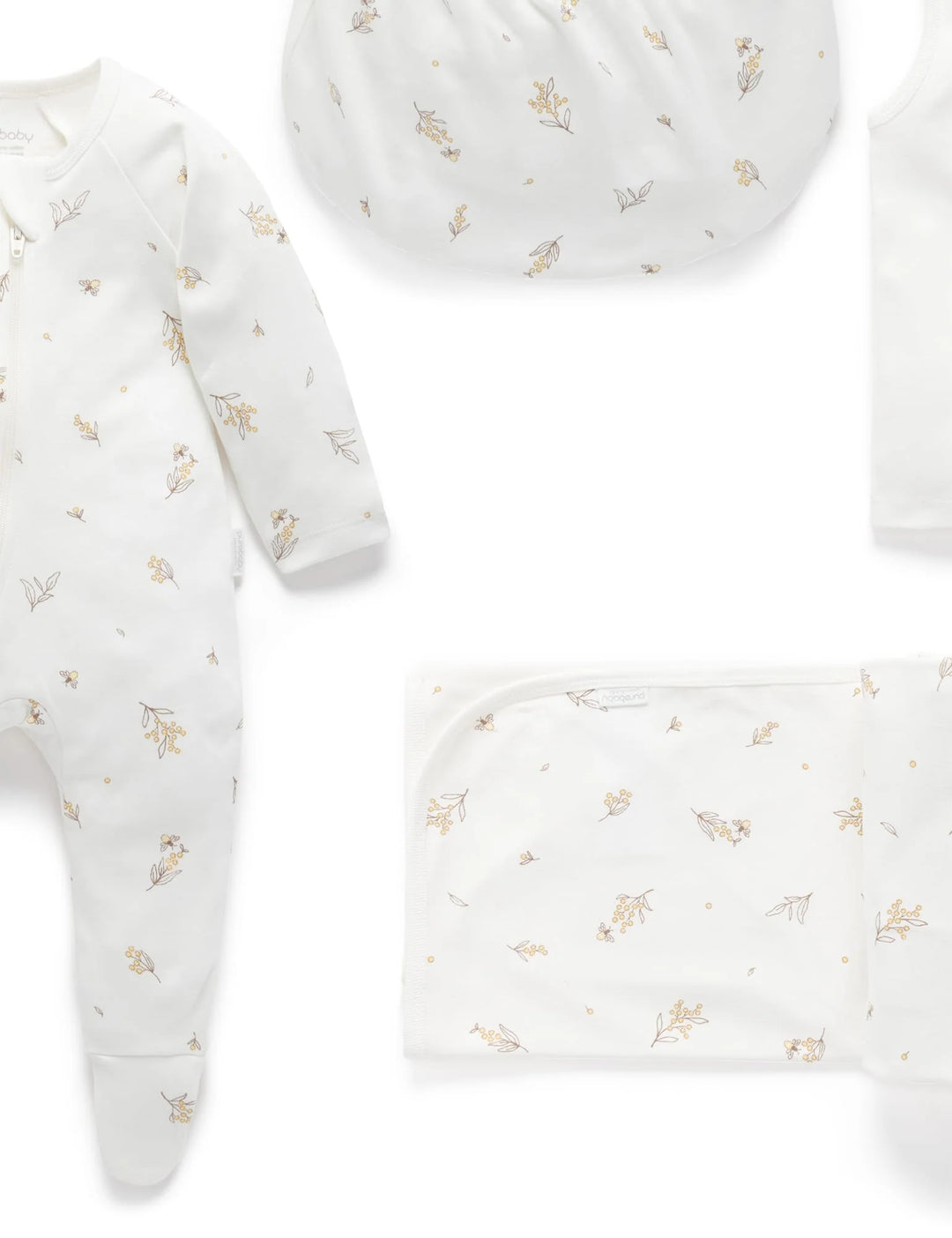 Purebaby Organic Essentials Hospital Bag Essential Vanilla Wattle Bee $120+ Value