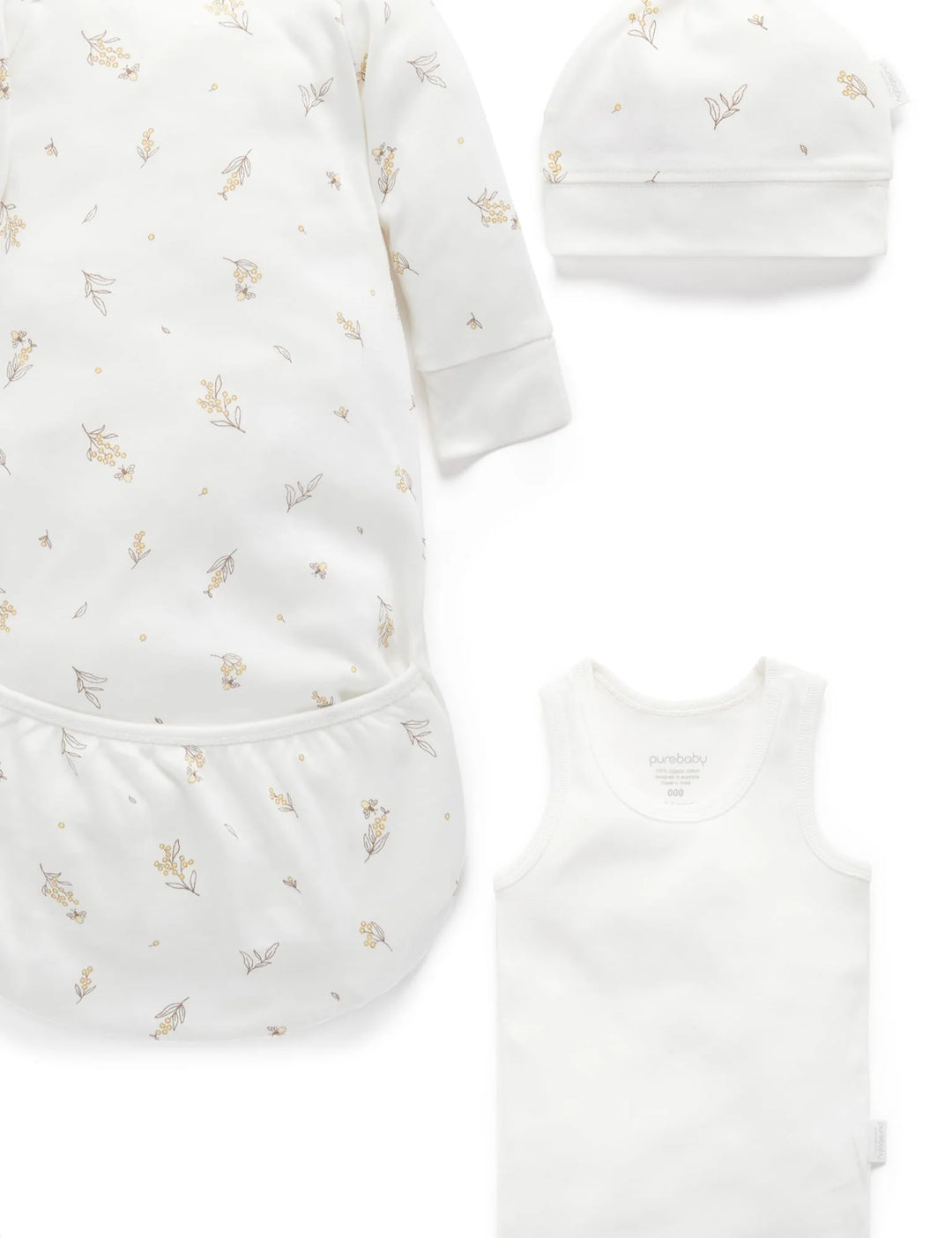 Purebaby Organic Essentials Hospital Bag Essential Vanilla Wattle Bee $120+ Value