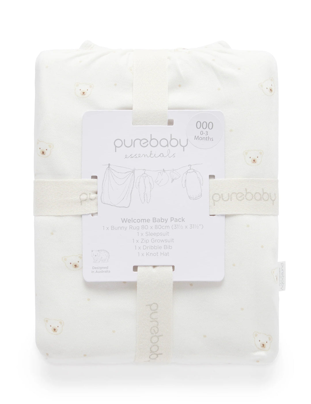 Purebaby Organic Vanilla Bear Welcome Baby Pack $120+ Value