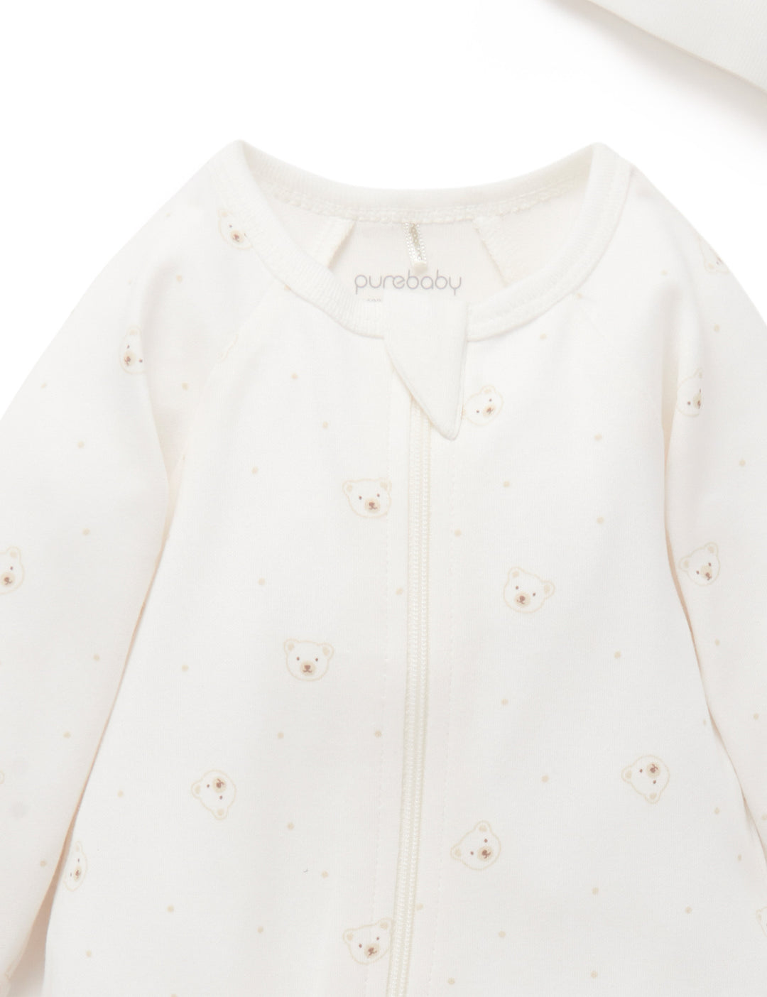 Purebaby Organic Growsuit & Hat Set - Vanilla Bear
