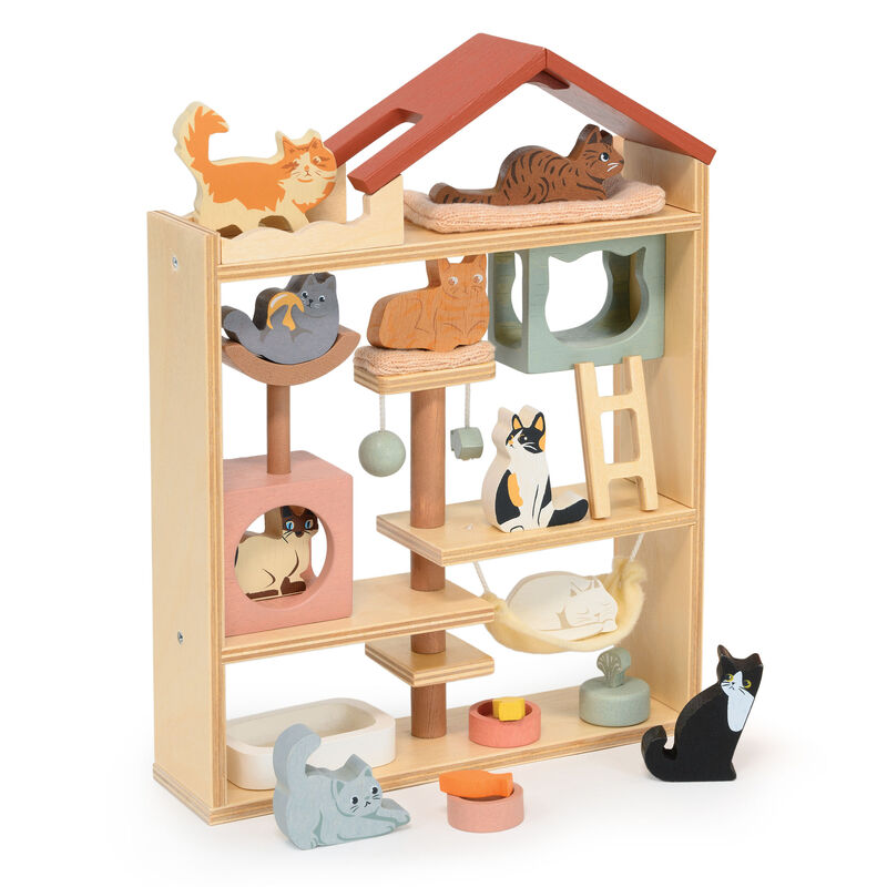 Purrfect Stay Cat Hotel Wooden Play Set