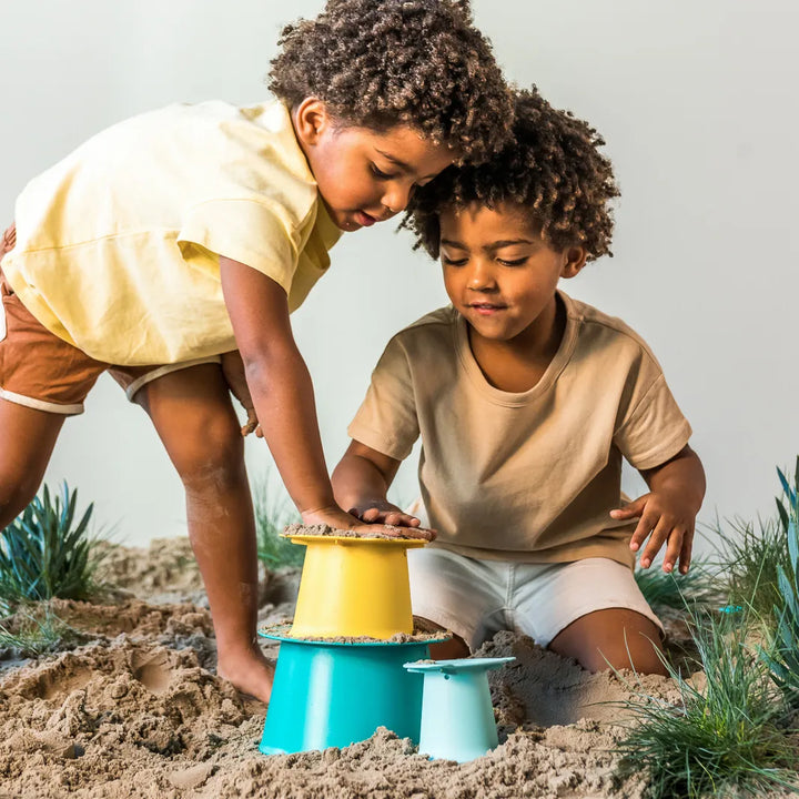 Quut Alto Sandcastle Creator Set - Lagoon Green + Mellow Yellow + Vintage Blue
