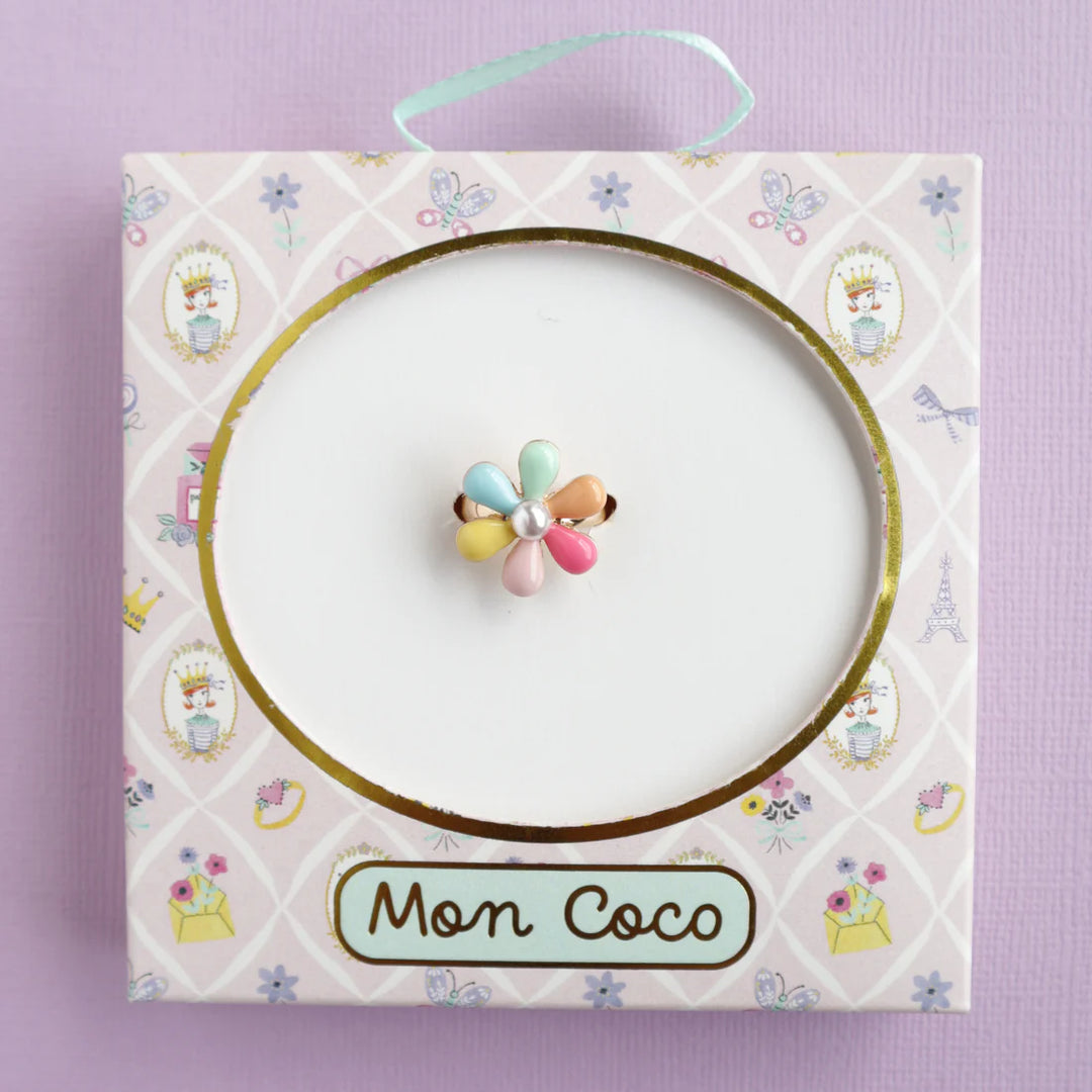 Mon Coco Adjustable Ring -  Rainbow Petal