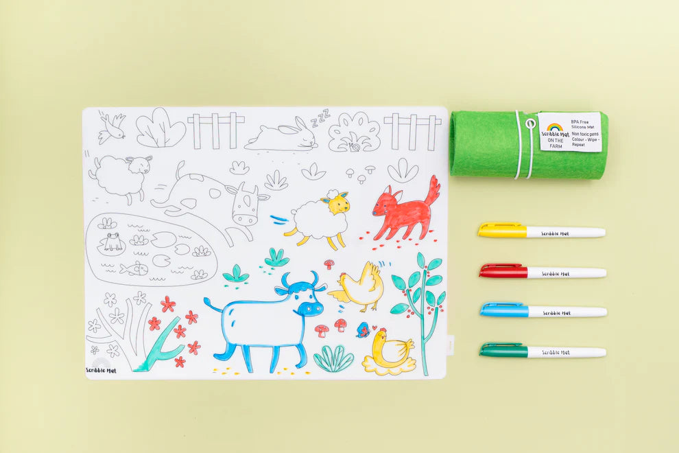 Reusable Scribble Mat Set | On the Farm
