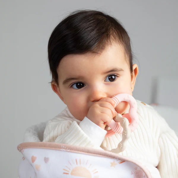 Silicone Bunny Teether Rings - Pink