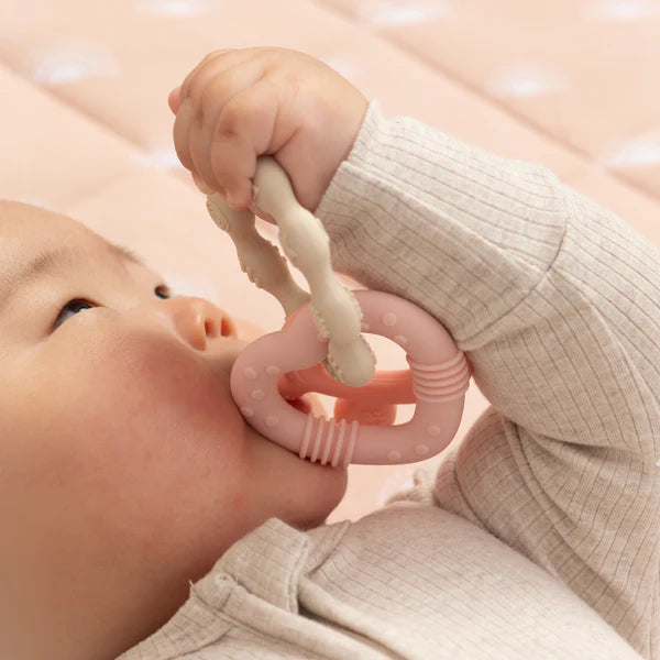 Silicone Bunny Teether Rings - Pink