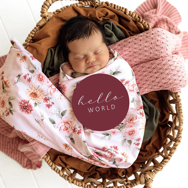 Snuggle Hunny Baby Jersey Wrap & Topknot Set - Birds & Blooms