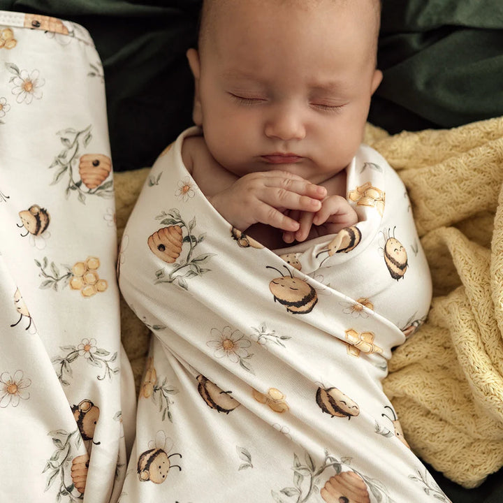 Snuggle Hunny Baby Jersey Wrap & Beanie Set - Bumblebees