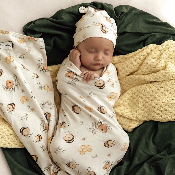 Snuggle Hunny Baby Jersey Wrap & Beanie Set - Bumblebees
