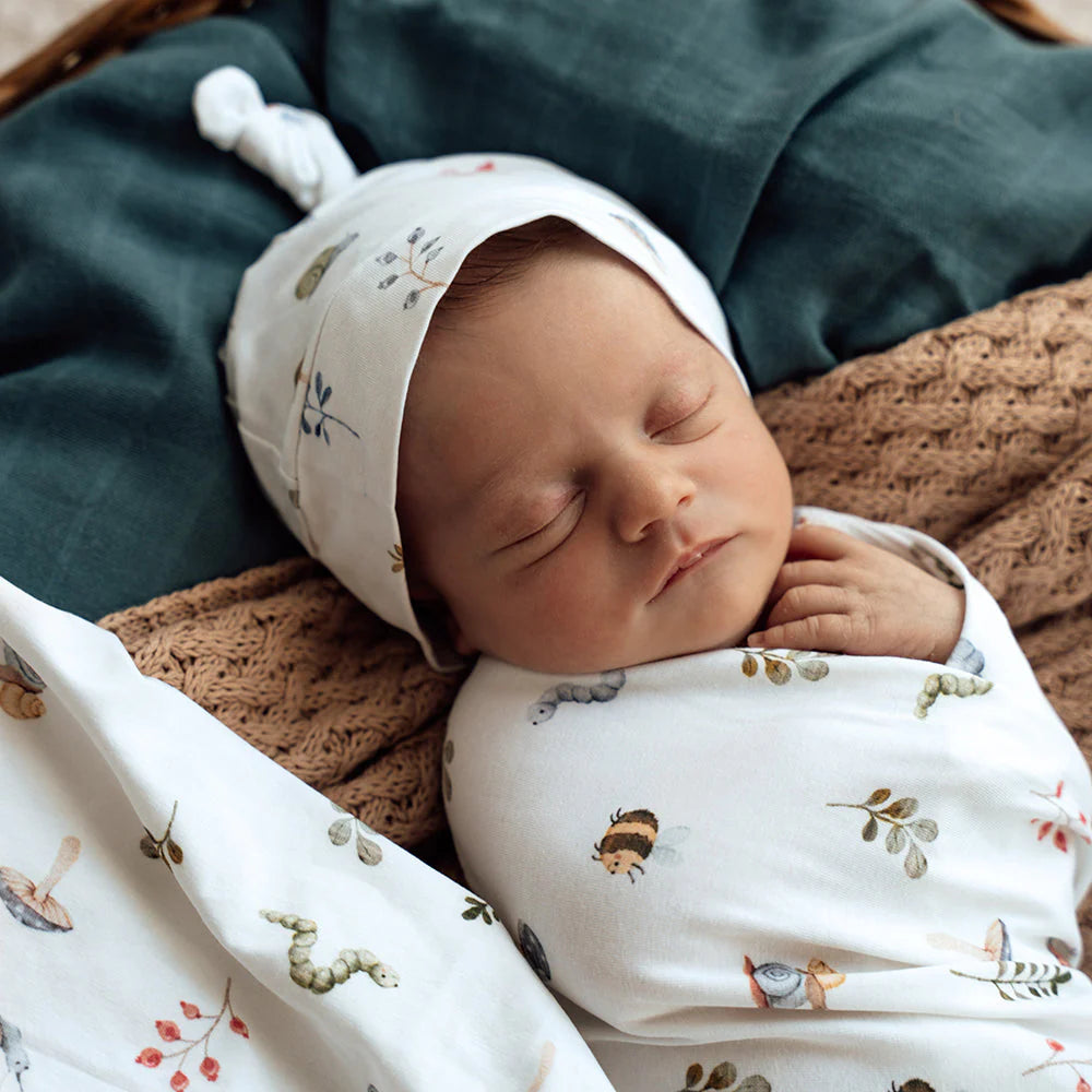 Snuggle Hunny Baby Jersey Wrap & Beanie Set - Garden Friends