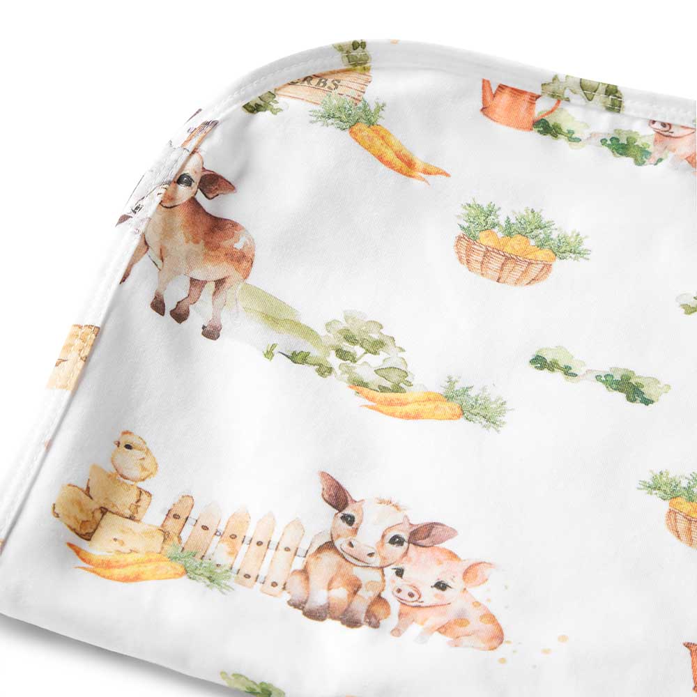 Snuggle Hunny Baby Jersey Wrap & Beanie Set - Farm