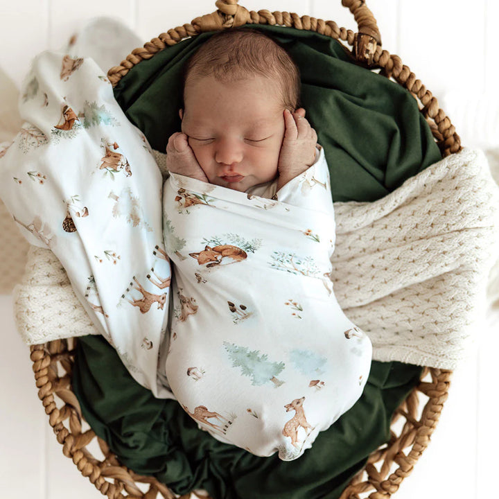 Snuggle Hunny Baby Jersey Wrap & Beanie Set - Woodland Tales