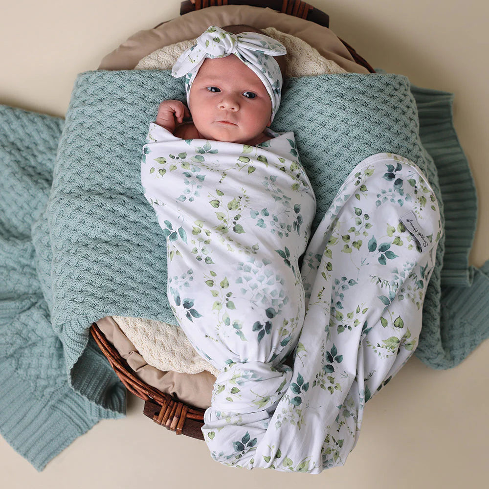 Snuggle Hunny Baby Jersey Wrap & Topknot Set - Eden