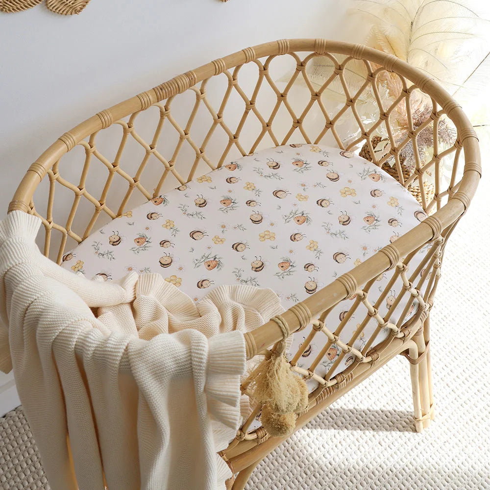 Snuggle Hunny Bassinet Sheet & Change Pad Cover - Bumblebees