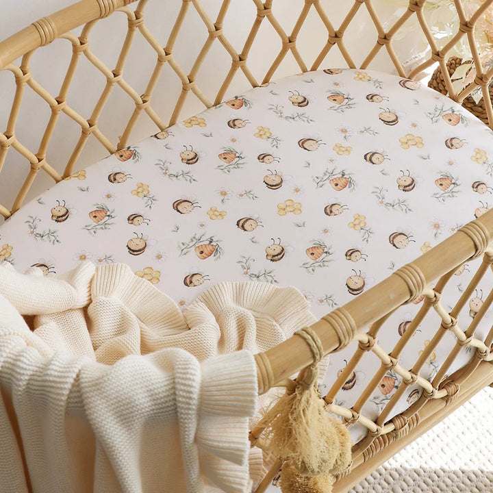 Snuggle Hunny Bassinet Sheet & Change Pad Cover - Bumblebees