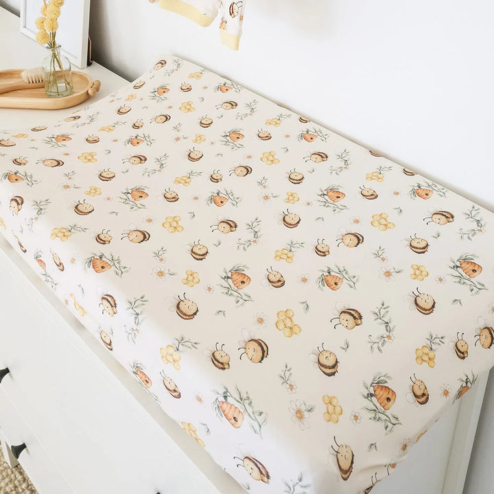 Snuggle Hunny Bassinet Sheet & Change Pad Cover - Bumblebees