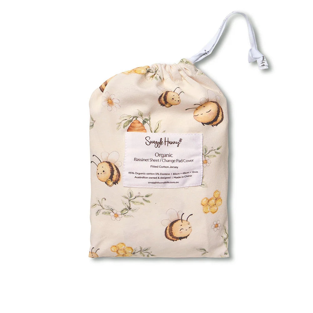 Snuggle Hunny Bassinet Sheet & Change Pad Cover - Bumblebees