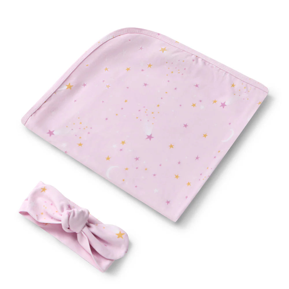 Snuggle Hunny Baby Jersey Wrap & Topknot Set - Twinkle