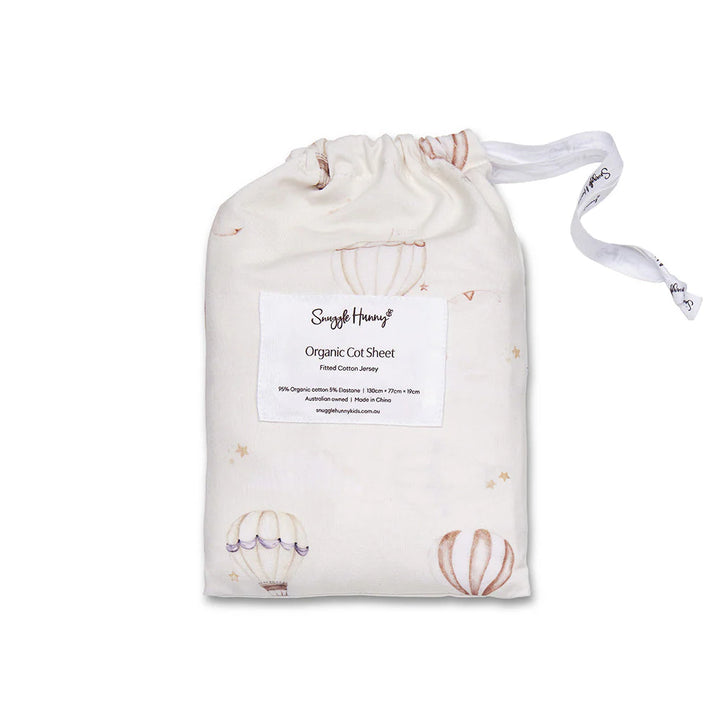 Snuggle Hunny Organic Fitted Jersey Cotton Cot Sheet - Up & Away