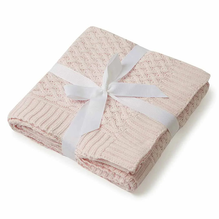 Snuggle Hunny Diamond Knit Baby Blanket - Blush