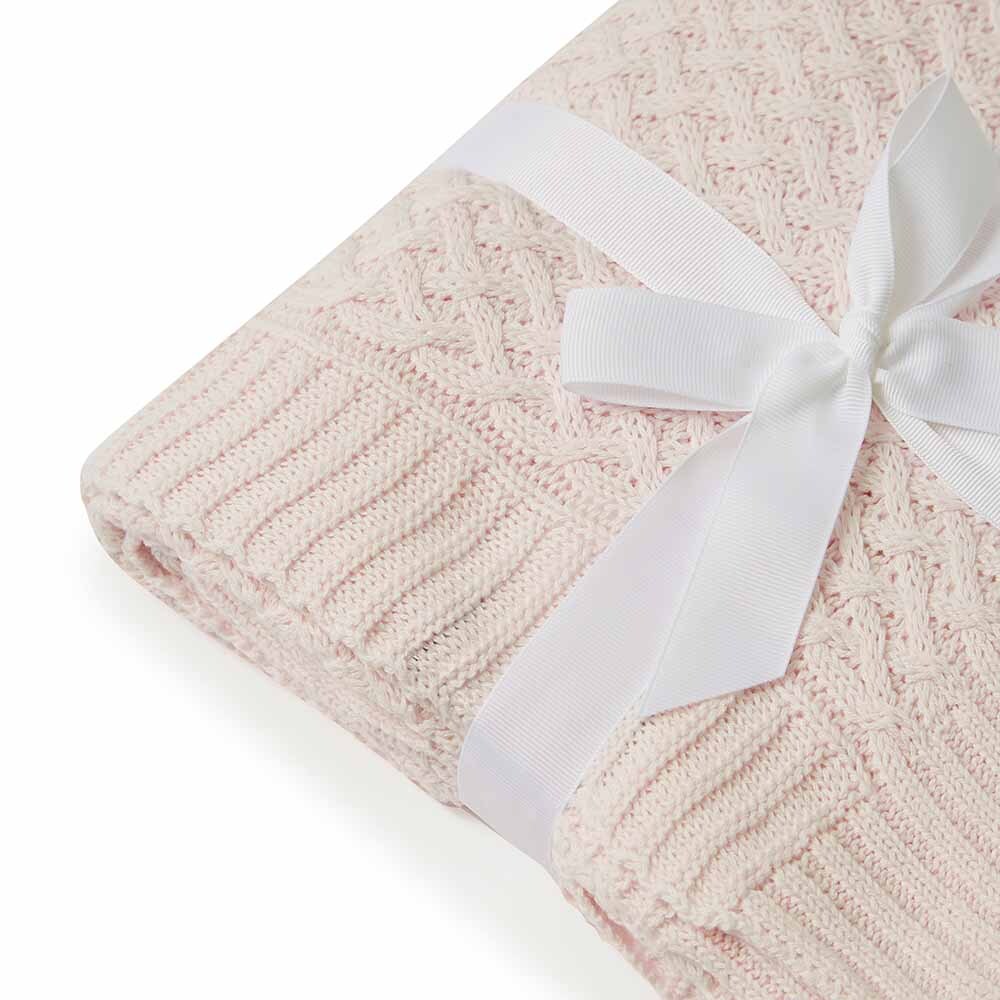 Snuggle Hunny Diamond Knit Baby Blanket - Blush