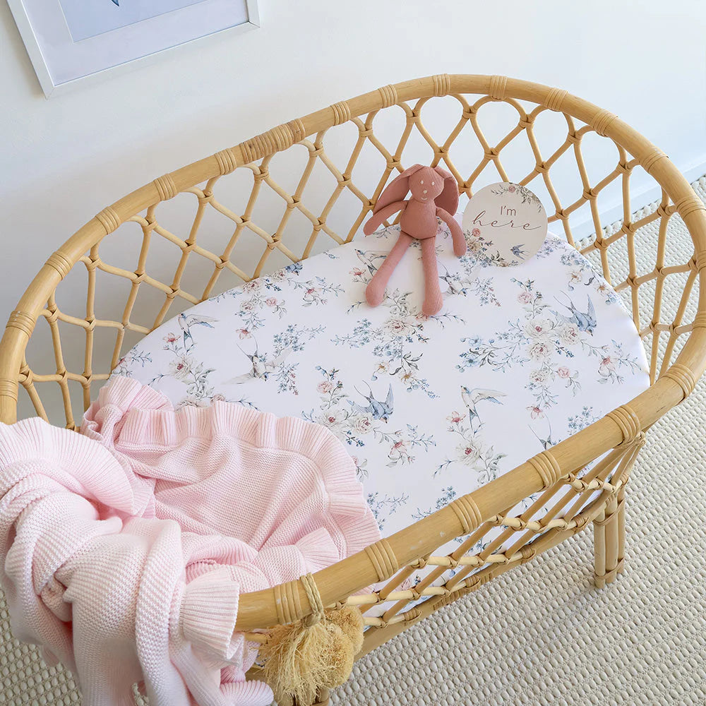 Snuggle Hunny Bassinet Sheet & Change Pad Cover - Sweet Swallows
