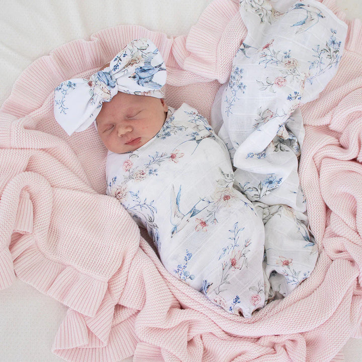 Snuggle Hunny Organic Cotton Muslin Wrap - Sweet Swallows