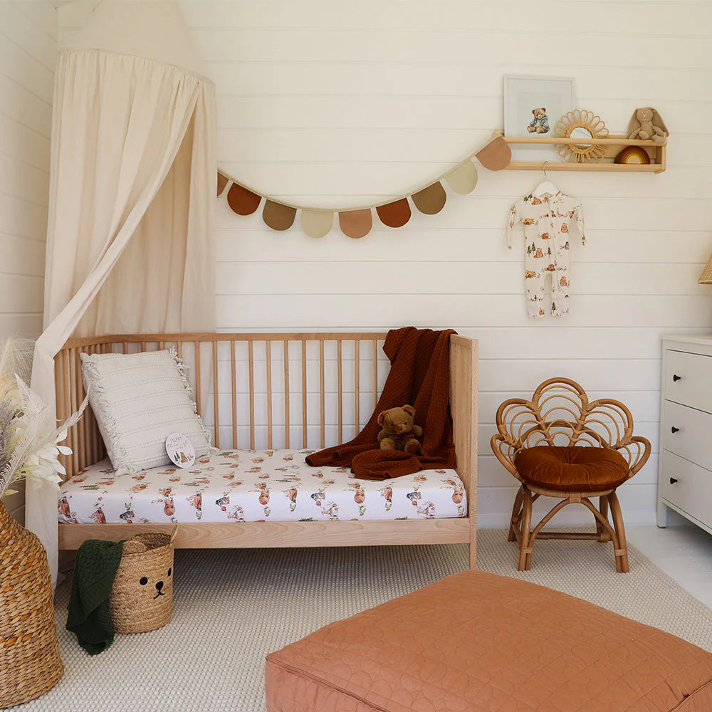 Snuggle Hunny Organic Fitted Jersey Cotton Cot Sheet - Bear