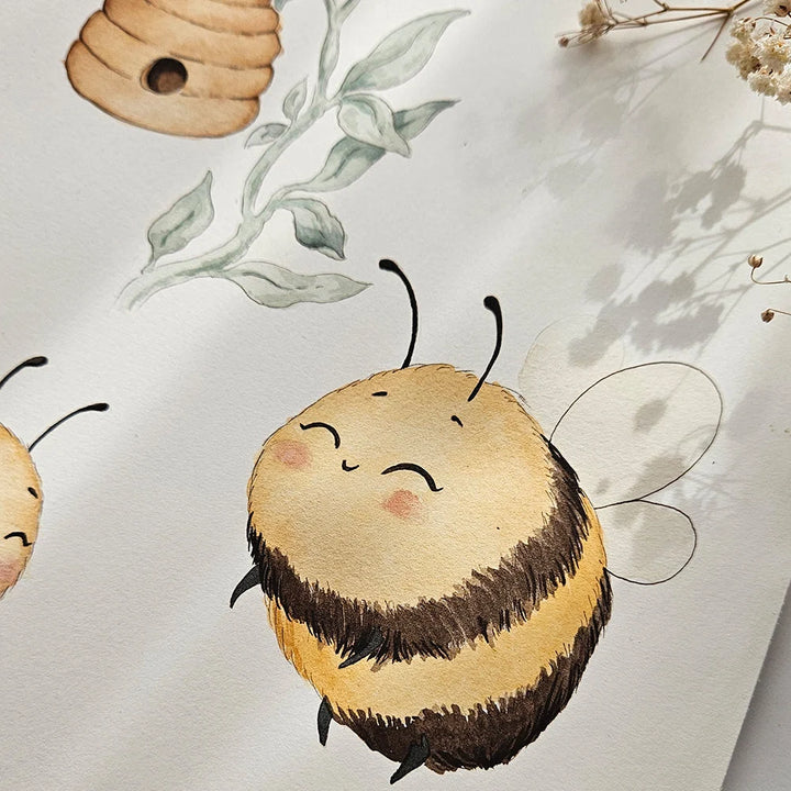 Snuggle Hunny Organic Fitted Jersey Cotton Cot Sheet - Bumblebees