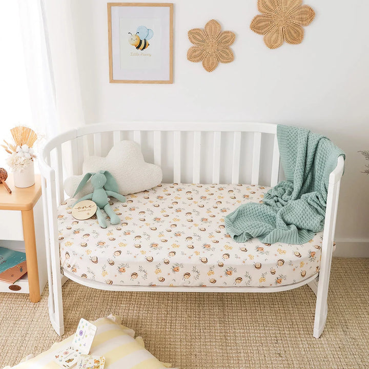 Snuggle Hunny Organic Fitted Jersey Cotton Cot Sheet - Bumblebees