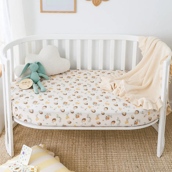 Snuggle Hunny Organic Fitted Jersey Cotton Cot Sheet - Bumblebees