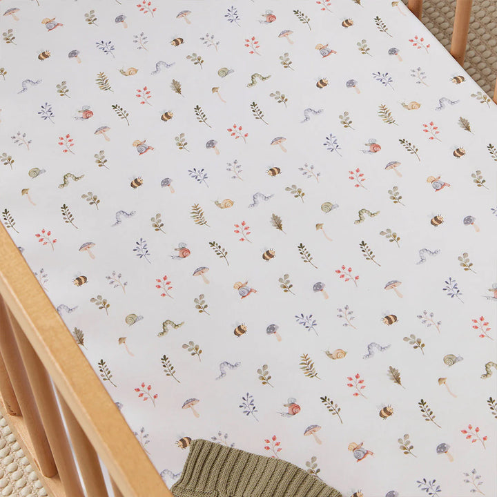 Snuggle Hunny Organic Fitted Jersey Cotton Cot Sheet - Garden Friends