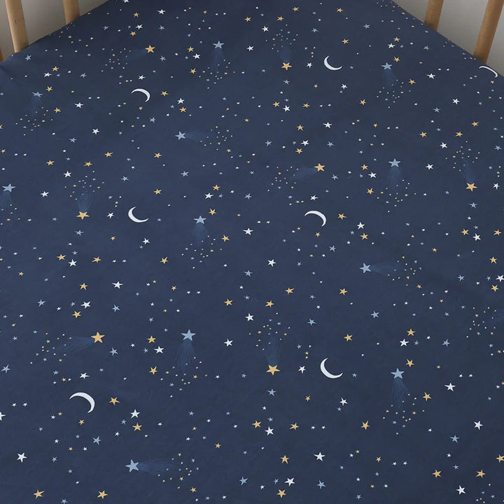 Snuggle Hunny Organic Fitted Jersey Cotton Cot Sheet - Starry Night