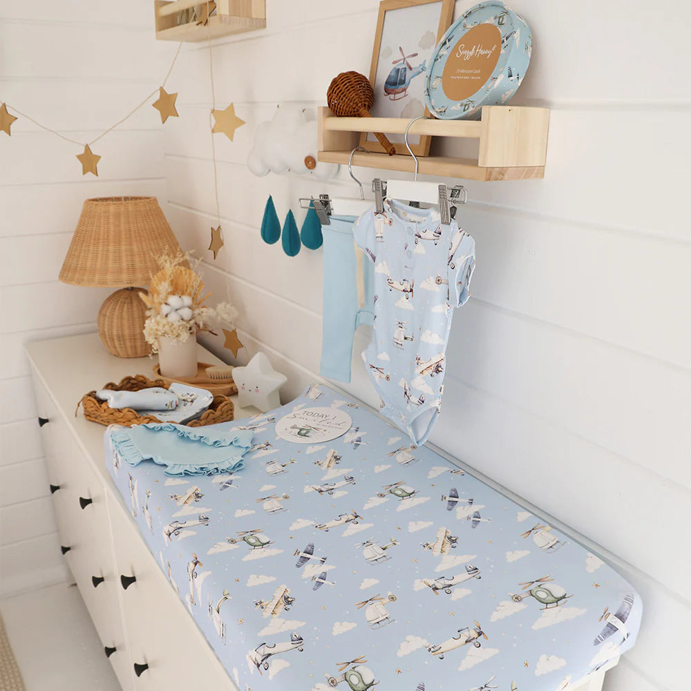 Snuggle Hunny Bassinet Sheet & Change Pad Cover - Taking Flight