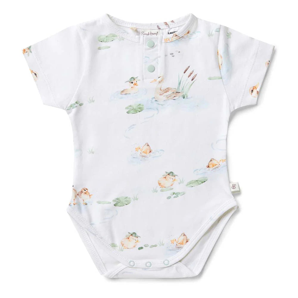 Snuggle Hunny Organic Short Sleeve Bodysuit - Duck Pond
