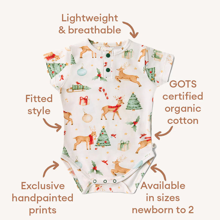 Snuggle Hunny Organic Short Sleeve Bodysuit - Prancer & Friends