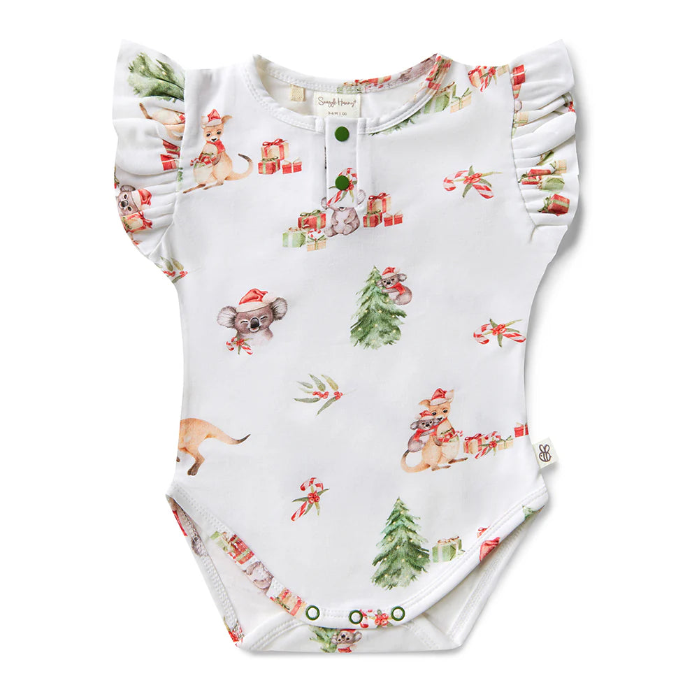 Snuggle Hunny Short Sleeve Organic Bodysuit with Frill - Kangas & Koalas