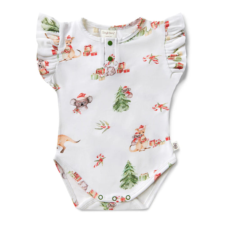 Snuggle Hunny Short Sleeve Organic Bodysuit with Frill - Kangas & Koalas